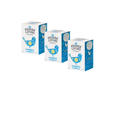 Higher Living Tea Collection 3x boxes Chamomile and Vanilla teabags