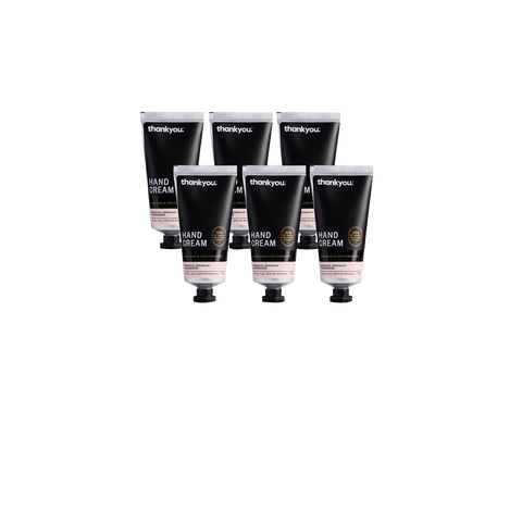 6x tubes Thankyou hand cream 70ml geranium & rosewood