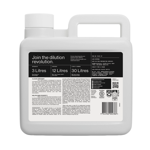 Thankyou Universal Cleaner 3L Refill x2 - NEW Fragrance Free