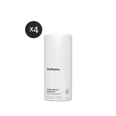 Thankyou Antiperspirant Deodorant 50ml x 4 - Coconut & Santal