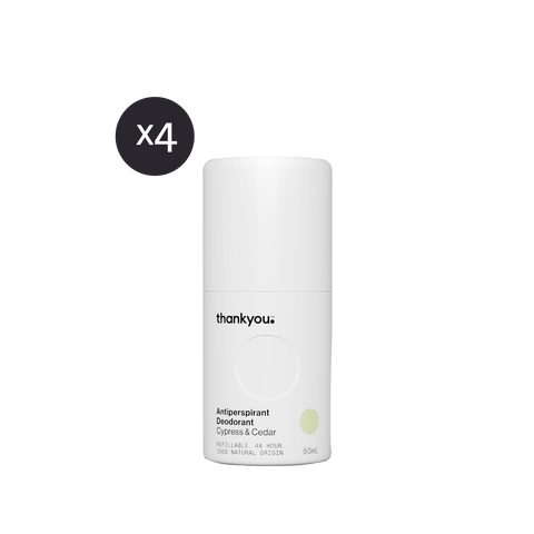 Thankyou Antiperspirant Deodorant 50ml x 4 - Cypress & Cedar