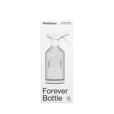 Thankyou Forever Bottle 400ml Clear Glass Trigger Box Front