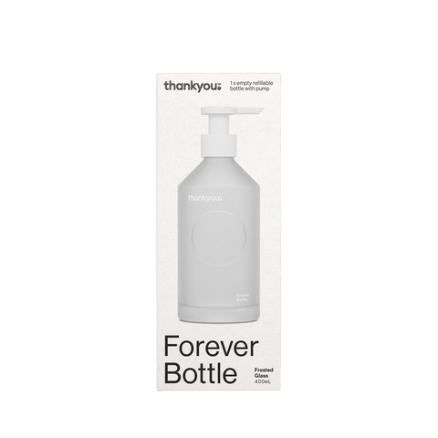Thankyou Forever Bottle 400ml White Frosted Glass Box Front