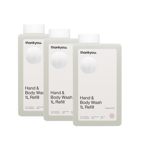 Thankyou Hand & Body Wash Refill 1L x 3 - Fragrance Free