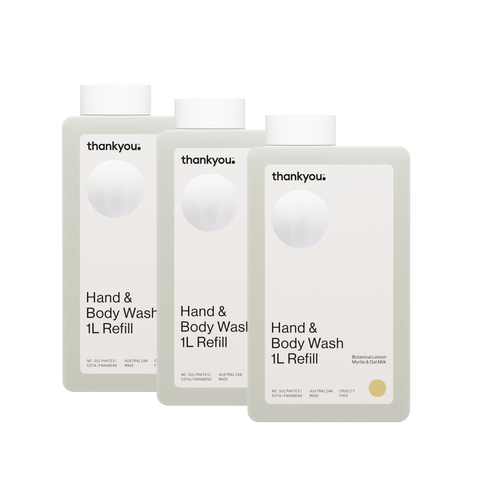 Thankyou Hand & Body Wash Refill 1L x 3 - Botanical Lemon Myrtle & Oat Milk