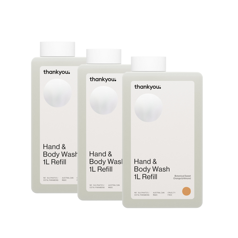 Thankyou Hand & Body Wash Refill 1L x 3 - Botanical Sweet Orange & Almond