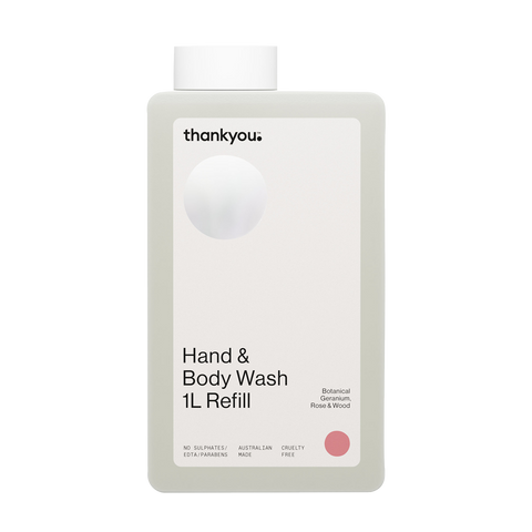 Thankyou Hand & Body Wash Refill 1L x 3 - Botanical Geranium, Rose & Wood
