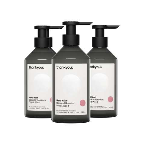 Thankyou Hand Wash 500ml x 3 - Botanical Geranium, Rose & Wood