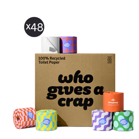 Who Gives A Crap 100% Recycled Toilet Paper – 48 Double Length Rolls