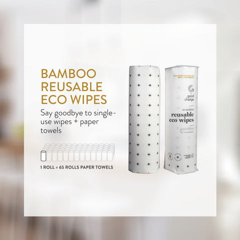 graphic showing bamboo reusable wipes compared to paper towel