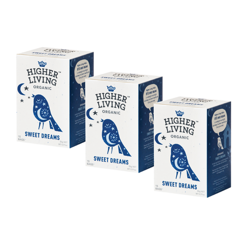 3 boxes Higher Living Sweet Dreams organic tea bags