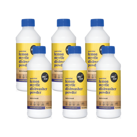 6x bottles Simply Clean dishwasher powder 1kg lemon myrtle