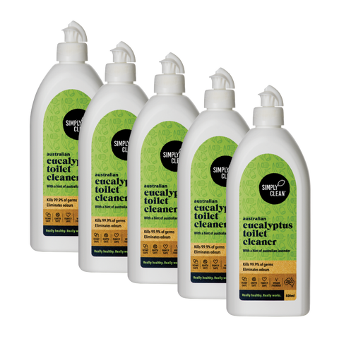 5x bottles Simply Clean eucalyptus toilet cleaner 500ml