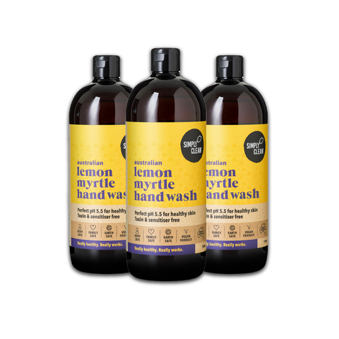 3 bottles of Simply Clean Lemon Myrtle hand wash 1L