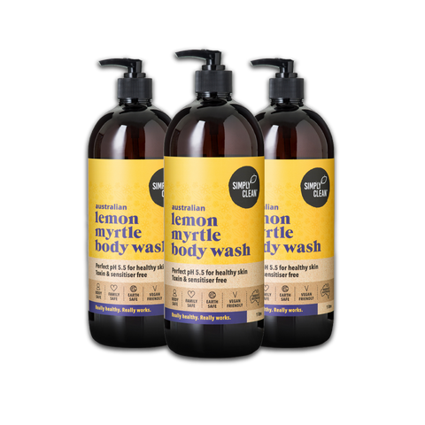 Simply Clean Lemon Myrtle Body Wash 1L x 3 bottles