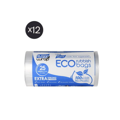 single roll 25 Sugar Warp Medium rubbish bags x12