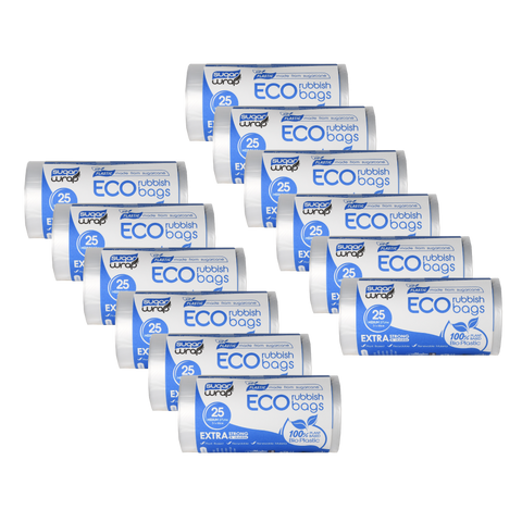 12 rolls sugar wrap medium rubbish bags x25