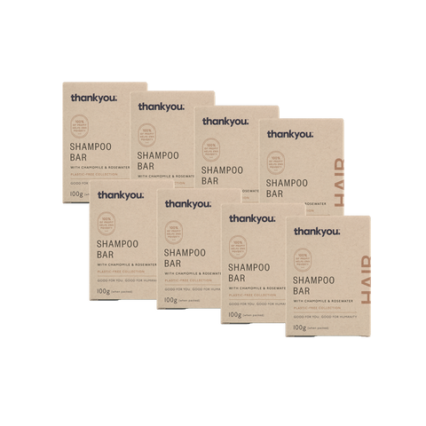 8x bars Thankyou hair shampoo bar 100g with chamomile and rosewater