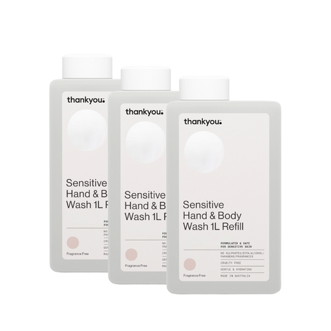 Thankyou Hand & Body Wash Refill 1L x 3 - Fragrance Free