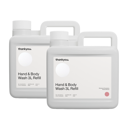 Thankyou Hand & Body Wash Refill 3L x 2 - Botanical Geranium, Rose & Wood