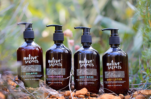 Native Secrets products, shampoo, conditioner, body wash and body lotion