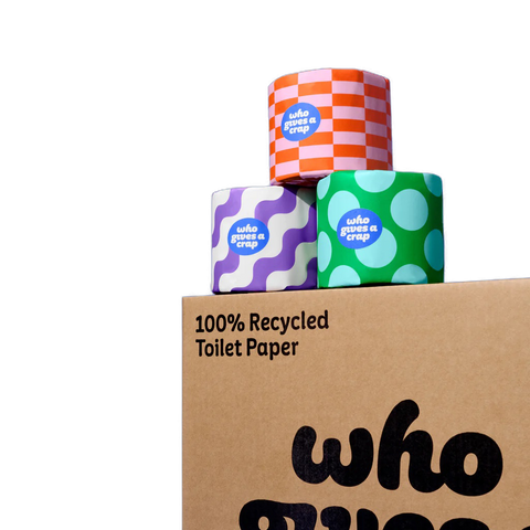 Who Gives A Crap 100% Recycled Toilet Paper – 48 Double Length Rolls