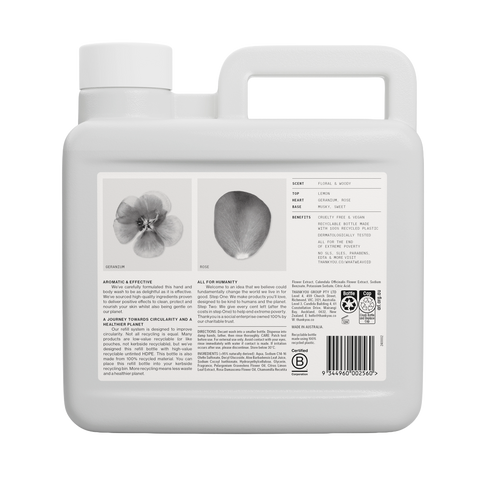 Thankyou Hand & Body Wash Refill 3L x 2 - Botanical Geranium, Rose & Wood