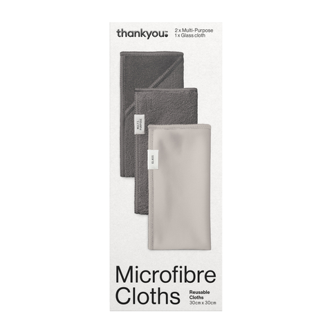 Thankyou Microfibre Cloths x 2 Multi Purpose, x 1 Glass Cloth