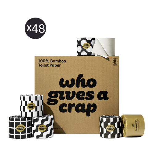 Who Gives A Crap 100% Bamboo Toilet Paper – 48 Double Length Rolls