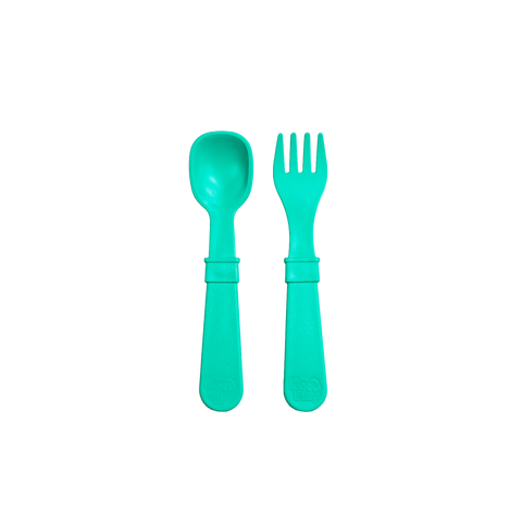 Re-Play Forks and Spoons - 4 of each aqua