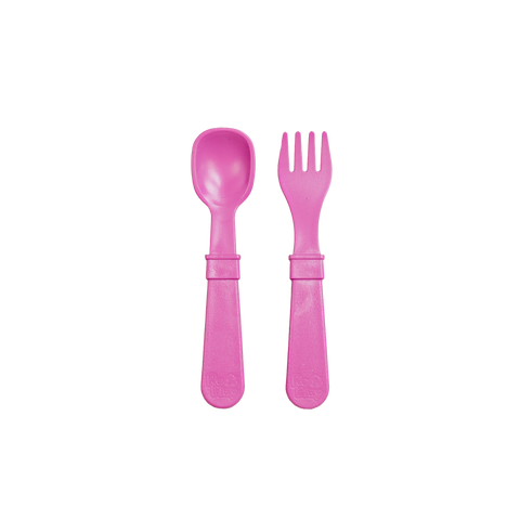 Re-Play Forks and Spoons - 4 of each bright pink