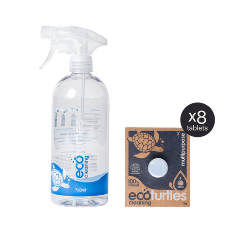 Eco Turtles reusable 750ml spray bottle and multi purpose cleaner tablets x8