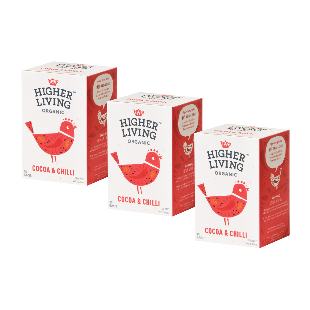 Higher Living Organic Cocoa & Chilli Tea 15 Teabags x3 Kind Regards