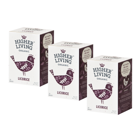 3 boxes Higher Living licorice organic tea bags