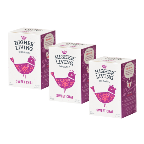 3 boxes Higher Living Sweet Chai organic tea bags