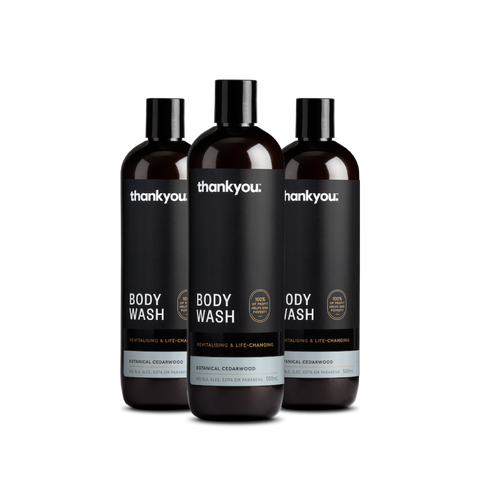 3 bottles Thankyou body wash 500ml botanical cedarwood