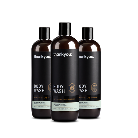 3 bottles Thankyou body wash 500ml botanical mint and spring flowers