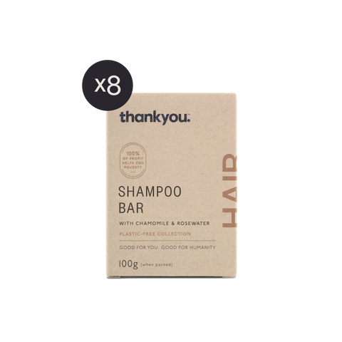 Thankyou hair shampoo bar 100g with chamomile and rosewater x8